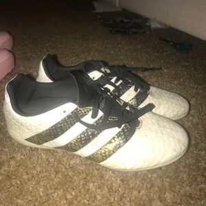White and Gold Adidas Soccer Cleats